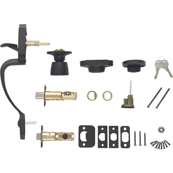 Amazon Basics Handleset with Tulip Knob  Single Cylinder  Matte BlackMatte Black Handleset with Tulip KnobPack of 6