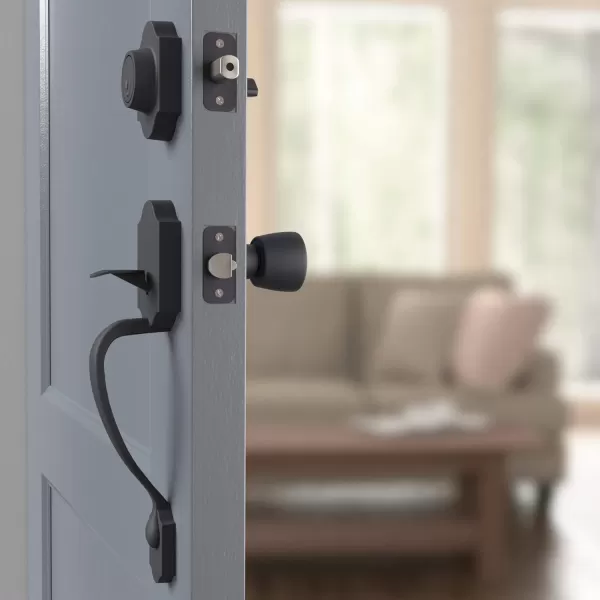Amazon Basics Handleset with Tulip Knob  Single Cylinder  Matte BlackMatte Black Handleset with Tulip KnobPack of 6