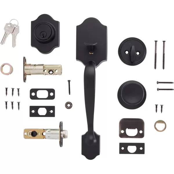 Amazon Basics Handleset with Tulip Knob  Single Cylinder  Matte BlackMatte Black With Tulip Knob