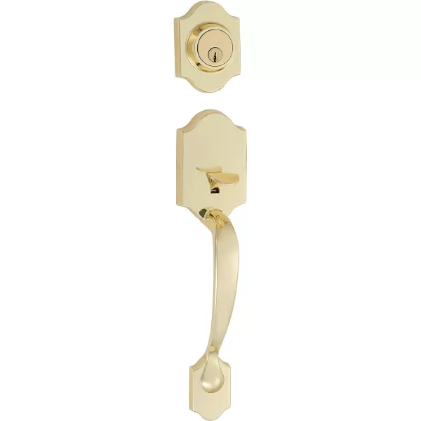Amazon Basics Handleset with Tulip Knob  Single Cylinder  Matte BlackPolished Brass With Tulip Knob