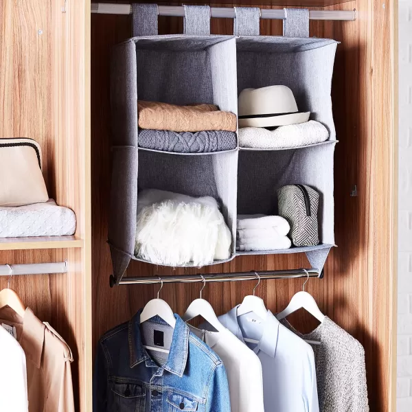 Amazon Basics Hanging Closet Shelf 6 Tier Heather Grey 2D x 12W x 12HHeather Grey 2Tier