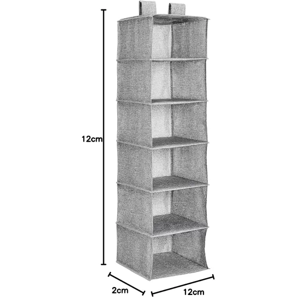 Amazon Basics Hanging Closet Shelf 6 Tier Heather Grey 2D x 12W x 12HHeather Grey 6 Tier