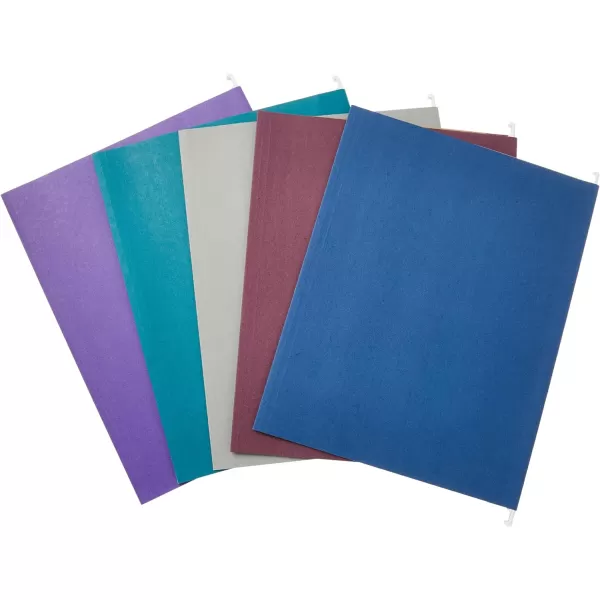 Amazon Basics Hanging File Folders Letter Size Black 25PackAssorted Jeweltone Colors