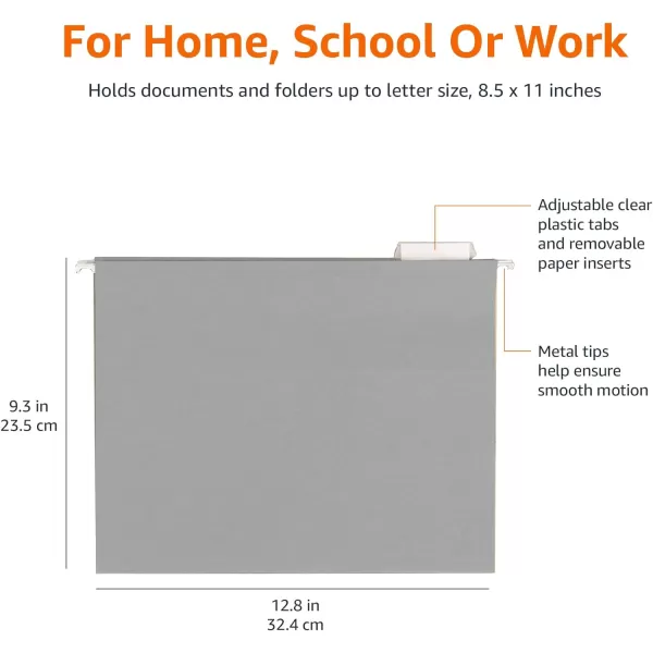 Amazon Basics Hanging File Folders Letter Size Black 25PackGray