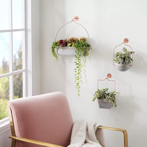 Amazon Basics Hanging Planter Square  GreyCopperGreyCopper 2Pack