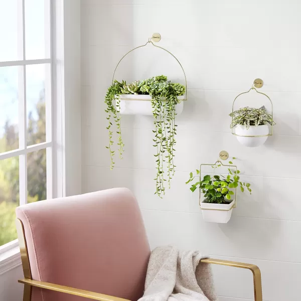 Amazon Basics Hanging Planter Square  GreyCopperWhiteBrass 2Pack