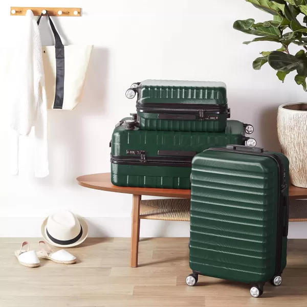 Amazon Basics Hardside Spinner Suitcase Luggage with Wheels  20Inch 28Inch BlackGreen 2piece Set 20 28