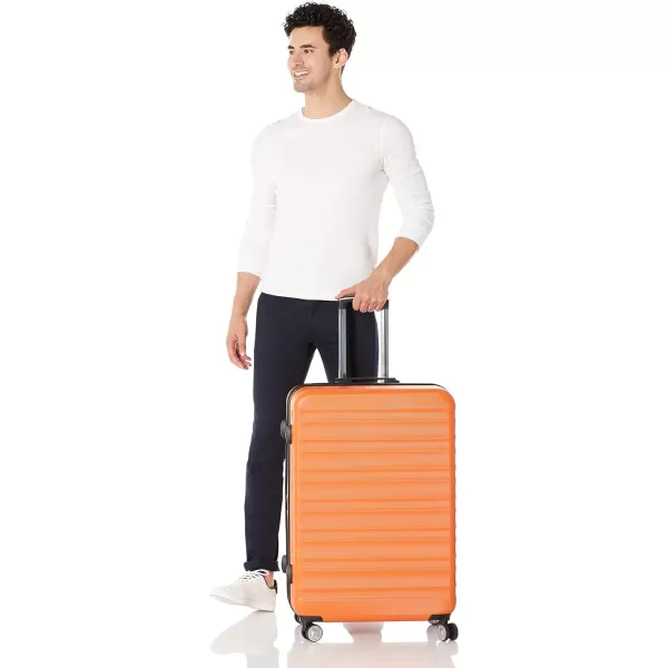 Amazon Basics Hardside Spinner Suitcase Luggage with Wheels  20Inch 28Inch BlackOrange 2piece Set 20 28