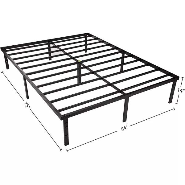 Amazon Basics Heavy Duty NonSlip Bed Frame with Steel Slats Easy Assembly 18 Inch Queen BlackFull 14H