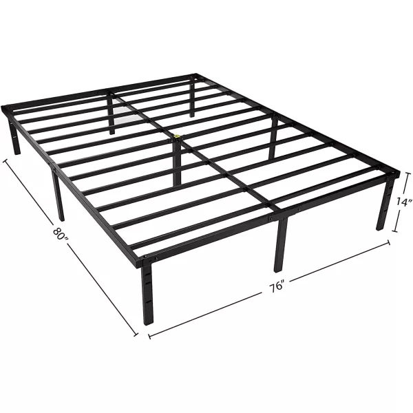 Amazon Basics Heavy Duty NonSlip Bed Frame with Steel Slats Easy Assembly 18 Inch Queen BlackKing 14H