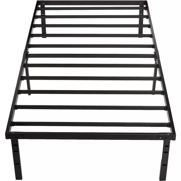 Amazon Basics Heavy Duty NonSlip Bed Frame with Steel Slats Easy Assembly 18 Inch Queen BlackTwin 14H