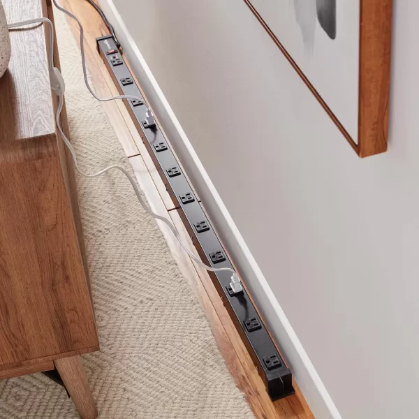 Amazon Basics Heavy Duty Rectangle Metal Surge Protector Power Strip with Mounting Brackets 9 Outlet 600Joule 15A OnOff Circuit Breaker Black12 Outlet