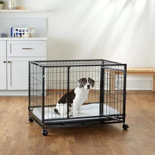 Amazon Basics Heavy Duty Stackable Dog amp Pet Kennel with Tray Black 240L x 280W x 370H370L x 240W x 280H