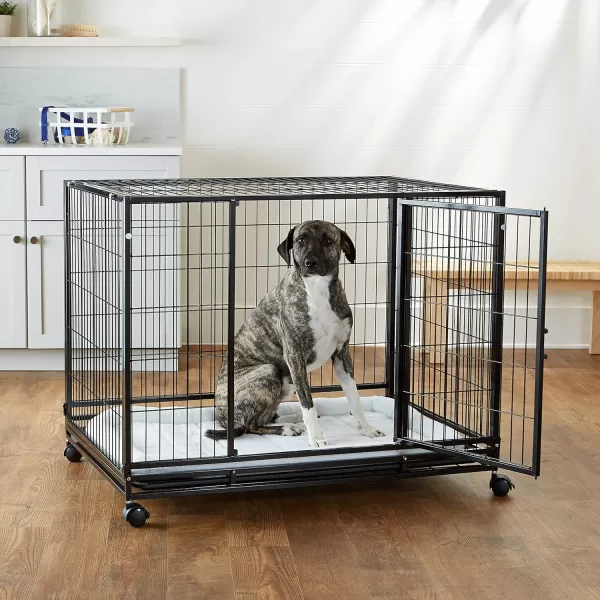 Amazon Basics Heavy Duty Stackable Dog amp Pet Kennel with Tray Black 240L x 280W x 370H435L x 298W x 343H