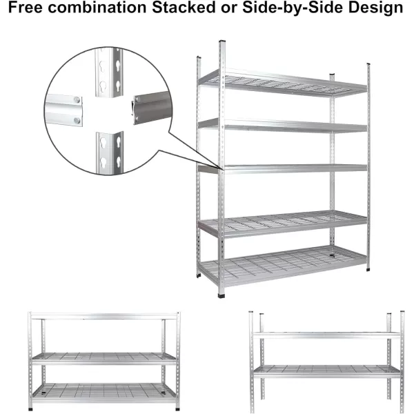 Amazon Basics Heavy Duty Storage Shelving Unit Double Post 5 Shelf HighGrade Aluminum Silver 60 x 24 x 78 InchDouble Post