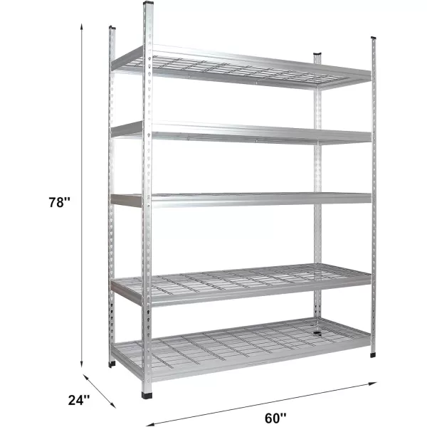 Amazon Basics Heavy Duty Storage Shelving Unit Double Post 5 Shelf HighGrade Aluminum Silver 60 x 24 x 78 InchDouble Post