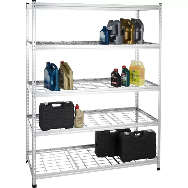 Amazon Basics Heavy Duty Storage Shelving Unit Double Post 5 Shelf HighGrade Aluminum Silver 60 x 24 x 78 InchDouble Post
