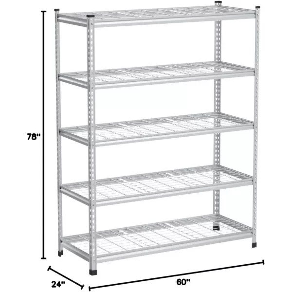 Amazon Basics Heavy Duty Storage Shelving Unit Double Post 5 Shelf HighGrade Aluminum Silver 60 x 24 x 78 InchDouble Post