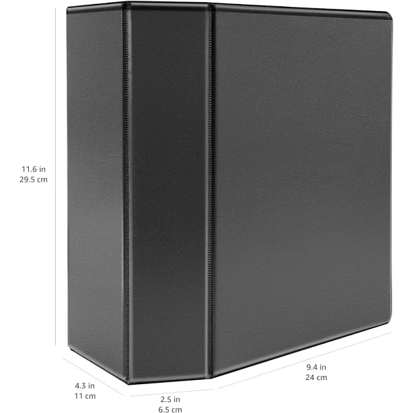 Amazon Basics HeavyDuty 3 Ring Binder Customizable View Binder with 5 Inch DRing Black 2PackBlack 5 inch
