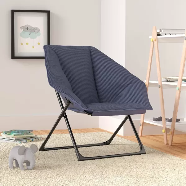 Amazon Basics Hexagon Shaped Chair with Foldable Metal Frame Tan 335D x 315W x 343HNavy Blue