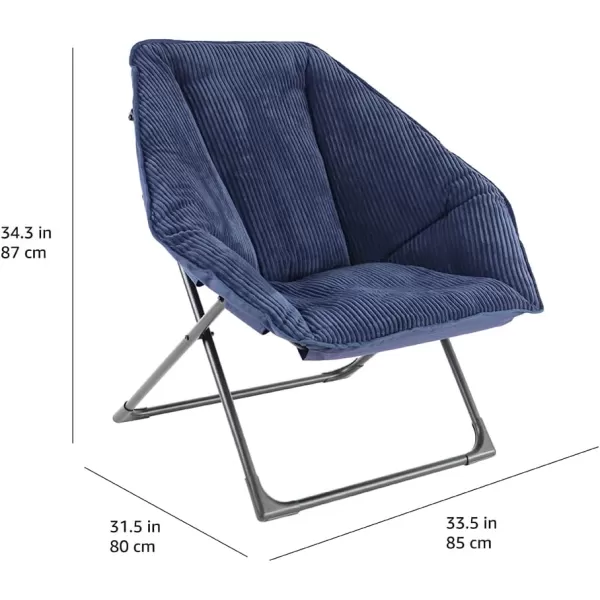 Amazon Basics Hexagon Shaped Chair with Foldable Metal Frame Tan 335D x 315W x 343HNavy Blue