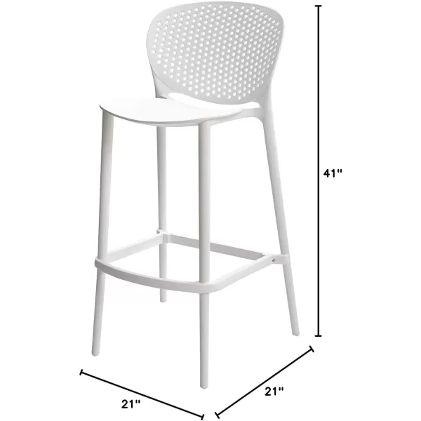 Amazon Basics High Back Indoor Molded Plastic Barstool with Footrest Set of 2  WhiteWhite Barstool