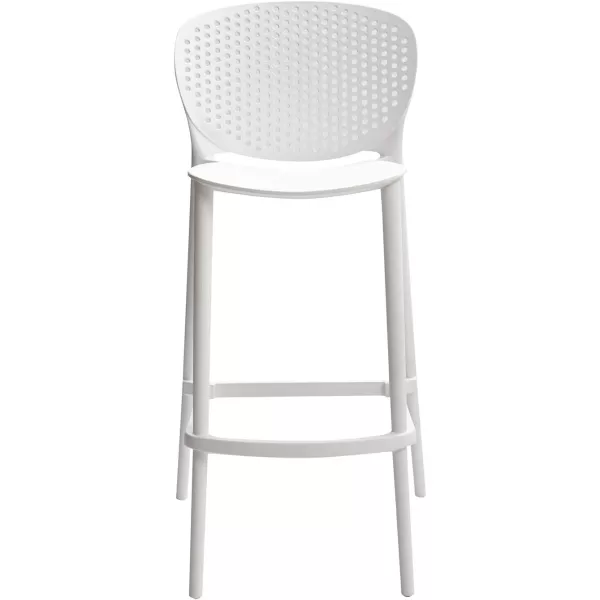 Amazon Basics High Back Indoor Molded Plastic Barstool with Footrest Set of 2  WhiteWhite Barstool