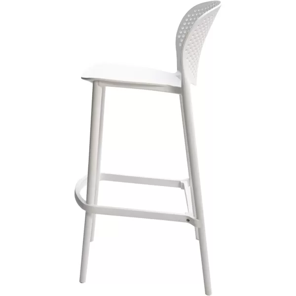 Amazon Basics High Back Indoor Molded Plastic Barstool with Footrest Set of 2  WhiteWhite Barstool