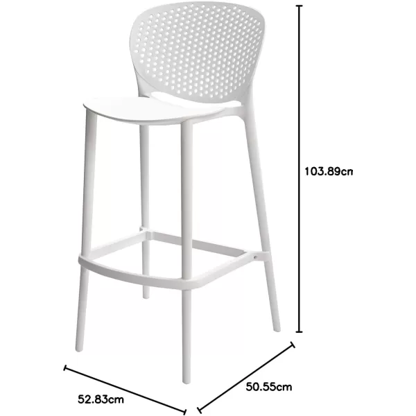 Amazon Basics High Back Indoor Molded Plastic Barstool with Footrest Set of 2  WhiteWhite Barstool