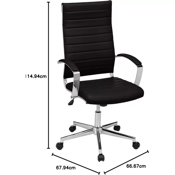 Amazon Basics HighBack Executive Swivel Office Desk Chair with Ribbed Puresoft Upholstery Lumbar Support Modern Style 2325D x 2475W x 4525H Brick RedBlack