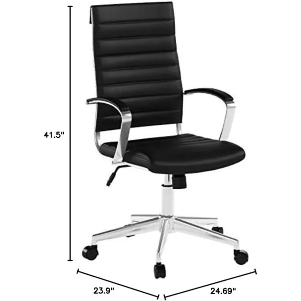 Amazon Basics HighBack Executive Swivel Office Desk Chair with Ribbed Puresoft Upholstery Lumbar Support Modern Style 2325D x 2475W x 4525H Brick RedBlack