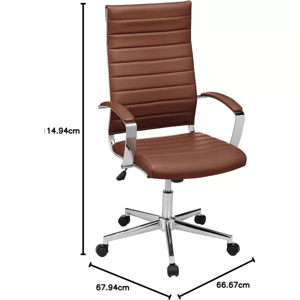Amazon Basics HighBack Executive Swivel Office Desk Chair with Ribbed Puresoft Upholstery Lumbar Support Modern Style 2325D x 2475W x 4525H Brick RedBrick Red
