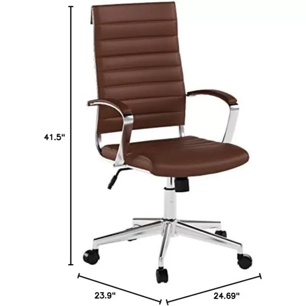Amazon Basics HighBack Executive Swivel Office Desk Chair with Ribbed Puresoft Upholstery Lumbar Support Modern Style 2325D x 2475W x 4525H Brick RedBrick Red