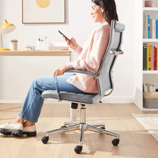 Amazon Basics HighBack Executive Swivel Office Desk Chair with Ribbed Puresoft Upholstery Lumbar Support Modern Style 2325D x 2475W x 4525H Brick RedGenerous Grey