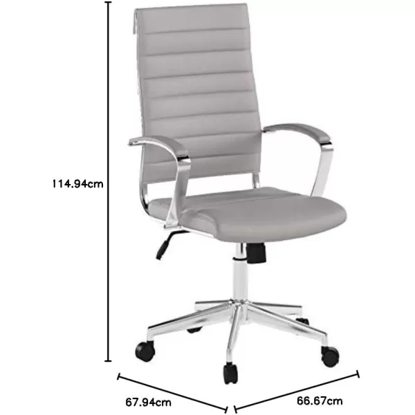 Amazon Basics HighBack Executive Swivel Office Desk Chair with Ribbed Puresoft Upholstery Lumbar Support Modern Style 2325D x 2475W x 4525H Brick RedGenerous Grey