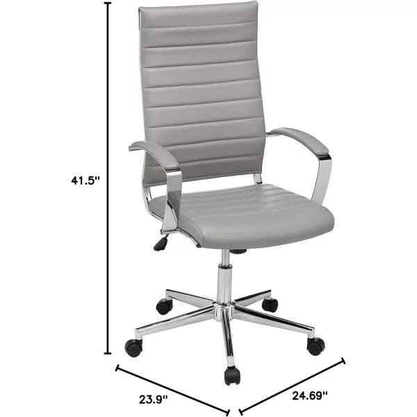 Amazon Basics HighBack Executive Swivel Office Desk Chair with Ribbed Puresoft Upholstery Lumbar Support Modern Style 2325D x 2475W x 4525H Brick RedGenerous Grey