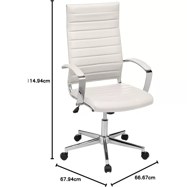 Amazon Basics HighBack Executive Swivel Office Desk Chair with Ribbed Puresoft Upholstery Lumbar Support Modern Style 2325D x 2475W x 4525H Brick RedStunning White