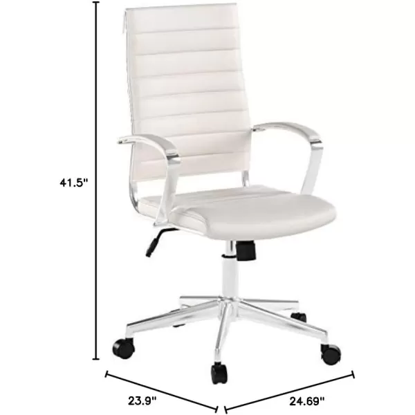 Amazon Basics HighBack Executive Swivel Office Desk Chair with Ribbed Puresoft Upholstery Lumbar Support Modern Style 2325D x 2475W x 4525H Brick RedStunning White