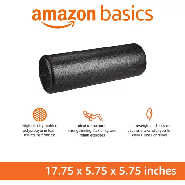 Amazon Basics HighDensity Round Foam Roller for Exercise Massage Muscle RecoveryBlack 18Inch
