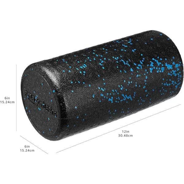Amazon Basics HighDensity Round Foam Roller for Exercise Massage Muscle RecoveryBlue Speckled 12Inch