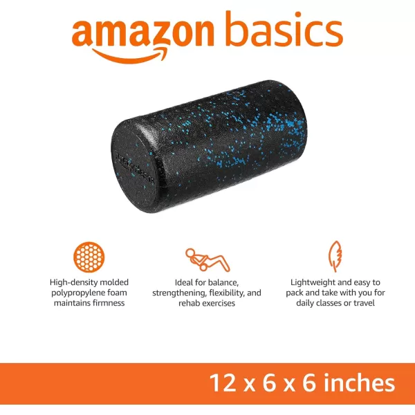 Amazon Basics HighDensity Round Foam Roller for Exercise Massage Muscle RecoveryBlue Speckled 12Inch