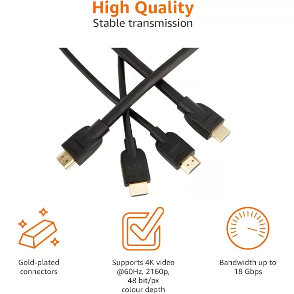 Amazon Basics HighSpeed HDMI Cable 18Gbps 4K60Hz  10 Feet Black Case of 52Black 3 Feet amp 15 Feet
