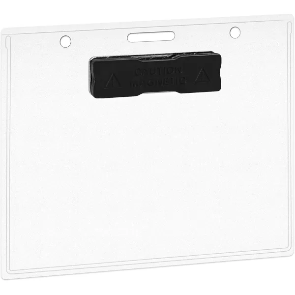 Amazon Basics Horizontal Magnetic Badge Holder  Pack of 20 Clear100 Pack