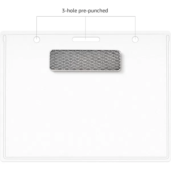 Amazon Basics Horizontal Magnetic Badge Holder  Pack of 20 Clear100 Pack