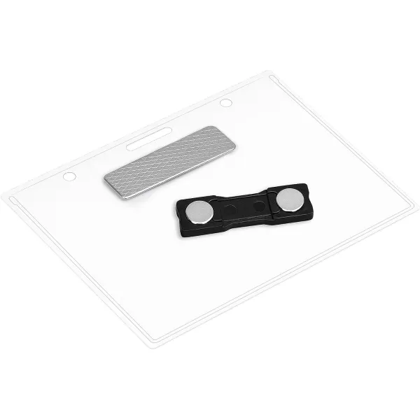 Amazon Basics Horizontal Magnetic Badge Holder  Pack of 20 Clear20 Pack