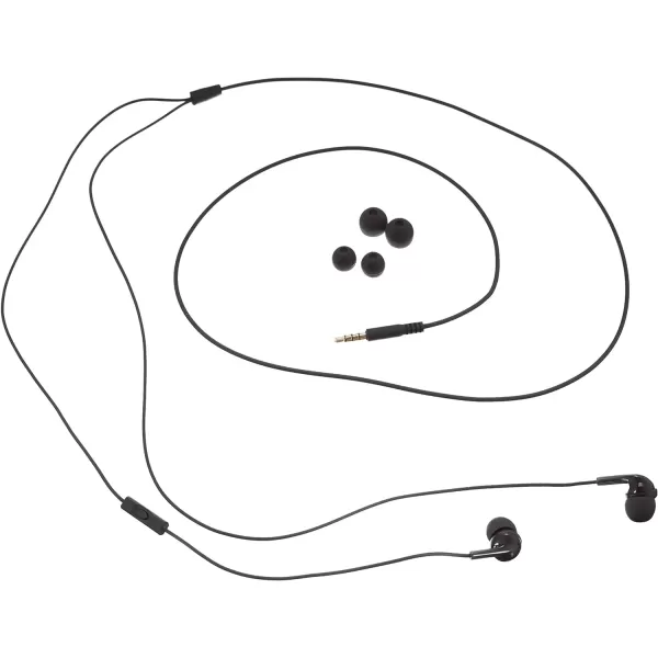 Amazon Basics InEar Wired Headphones Earbuds with Microphone RedBlack