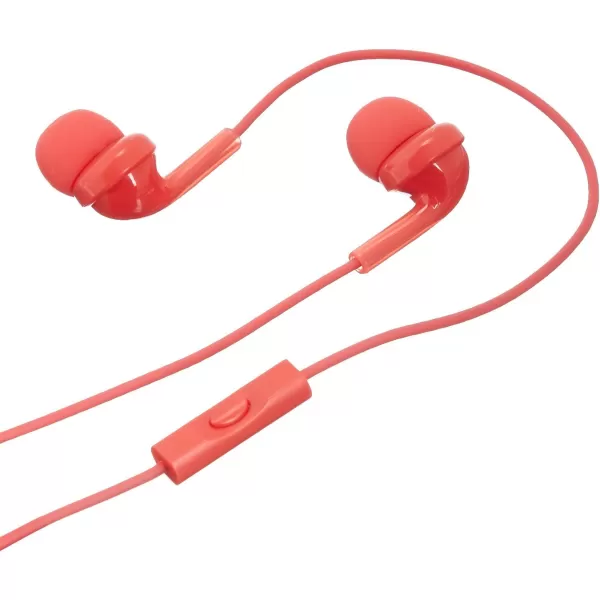 Amazon Basics InEar Wired Headphones Earbuds with Microphone RedRed