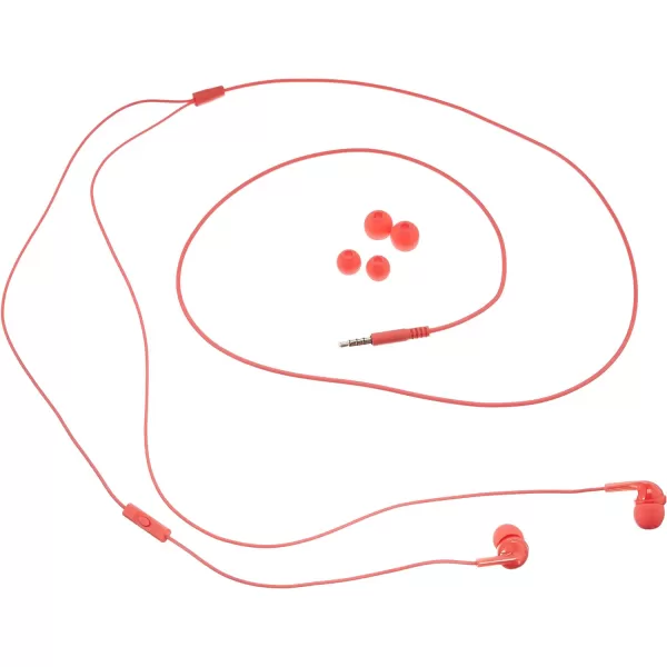 Amazon Basics InEar Wired Headphones Earbuds with Microphone RedRed