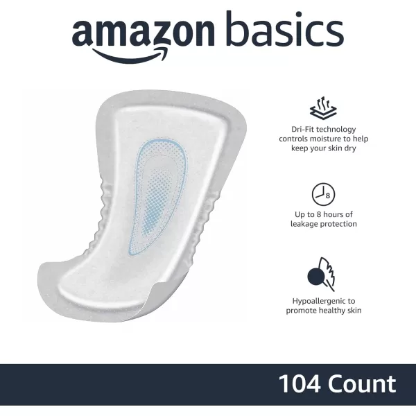 Amazon Basics Incontinence Guards for Men Maximum Absorbency 104 Count 2 Packs of 52 White Previously Solimo52 Count Pack of 2