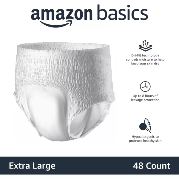 Amazon Basics Incontinence Underwear for Men and Women Overnight Absorbency Large 56 Count 4 Packs of 14 White Previously SolimoExtra Large 48 Count